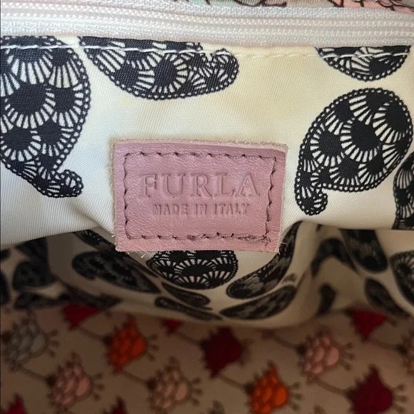 Furla Puffer Bag Light Blue with Dandelion Paisley Design